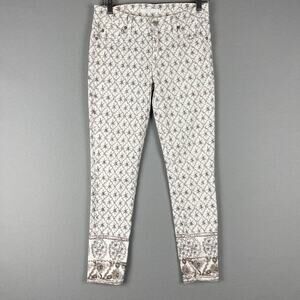 7 For All Mankind Photo Embellished Slim Cigar Jeans Womens 27 Cropped Rhinstone